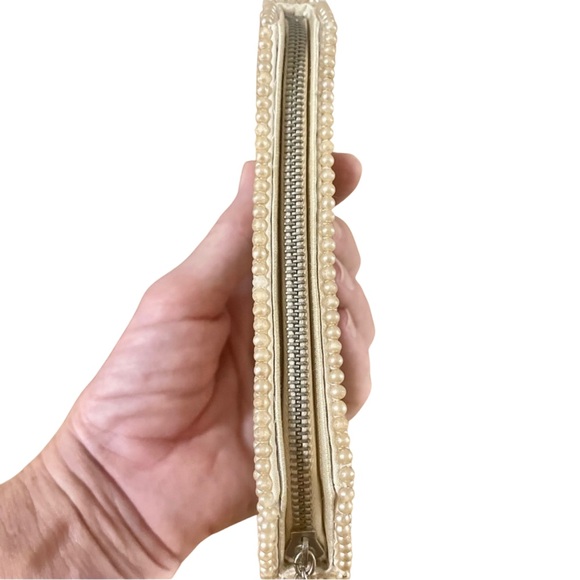 Reina Elegant Evening Ivory Faux Pearl Beaded Clutch Vintage 50’s Made in Japan - Picture 7 of 10